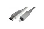 DINIC FireWire 400 Kabel 6 polig auf 4 polig Stecker, 1m Anschlusskabel IEEE 1394, grau